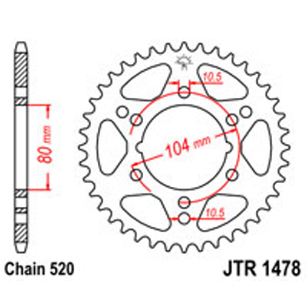 JT JT Rear Sprockets R/W 1478-42 (478)
